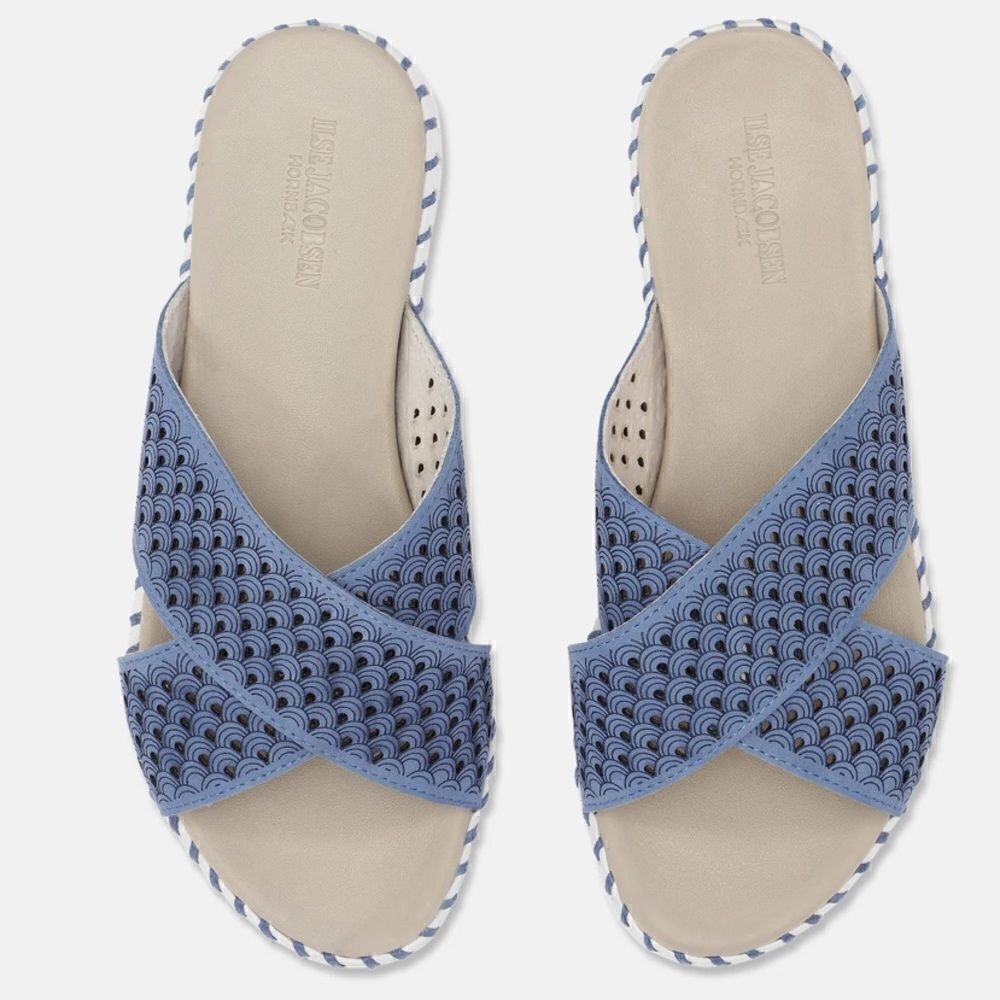 ILSE JACOBSEN Light Regata Tulip Crossband Slip-On Slide Sandals-44 NWOT